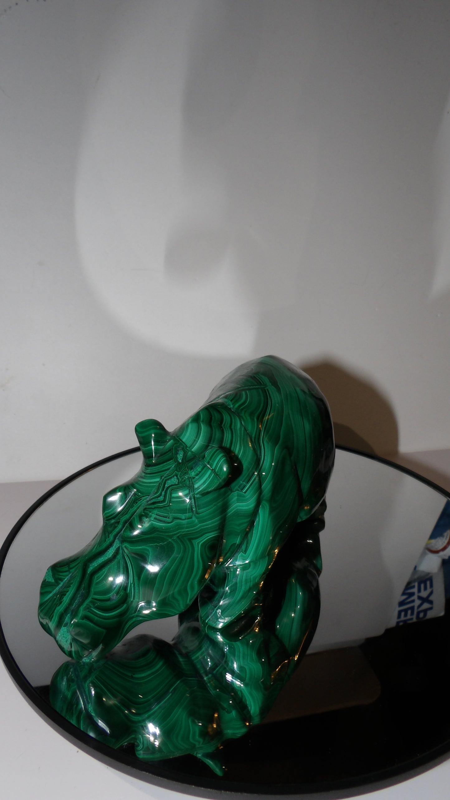 Malachite hand Carved Rhino Sculpture