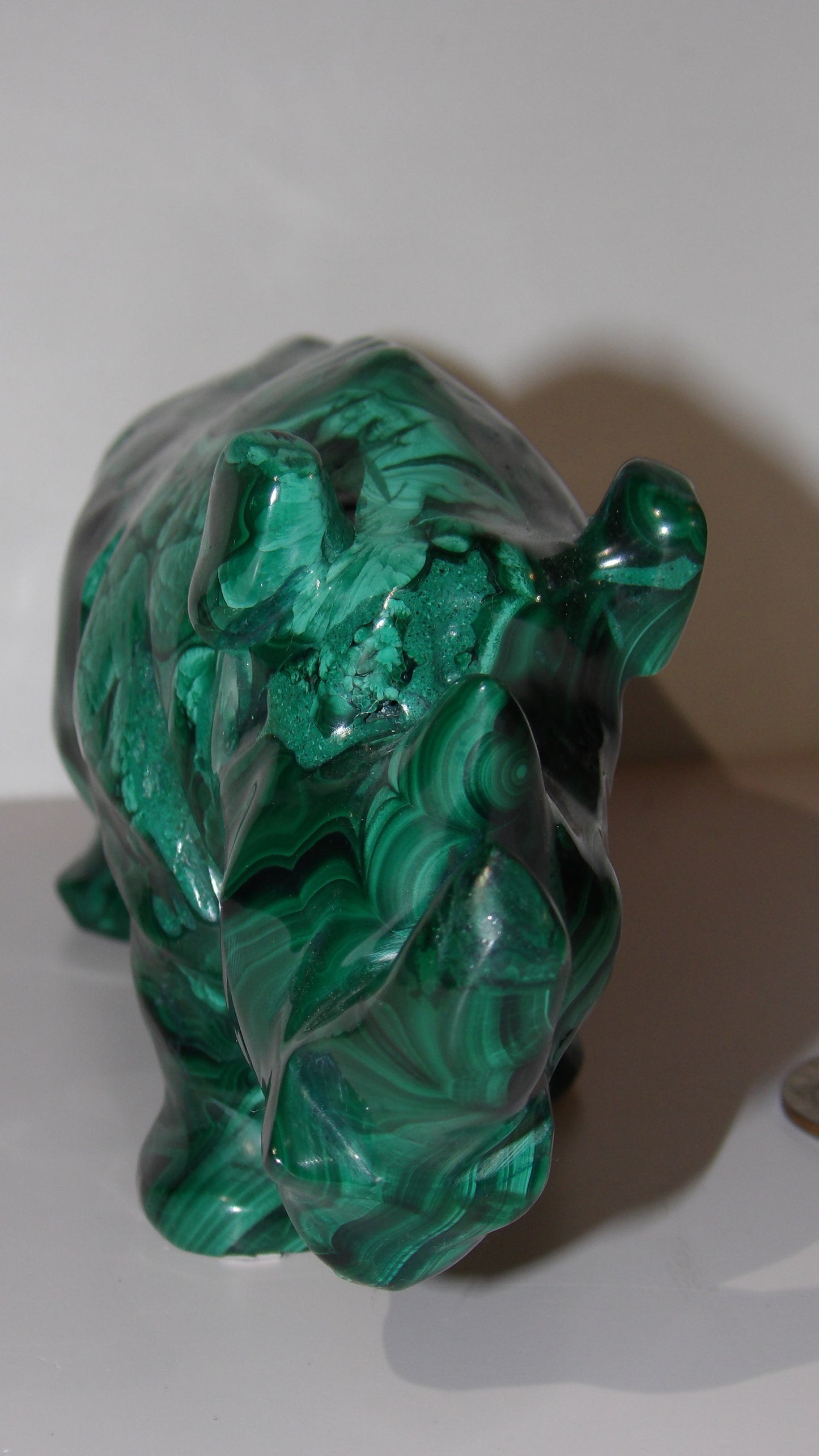 Malachite hand Carved Rhino Sculpture