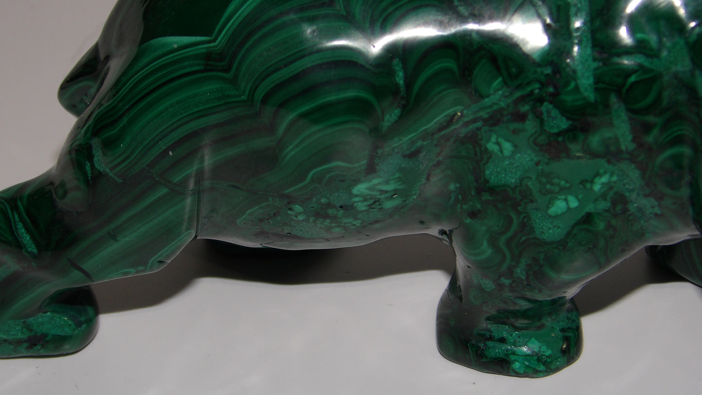 Malachite hand Carved Hippo- hippopotamus, Sculpture