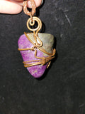 Stichtite & Serpentine copper wire wrapped pendant