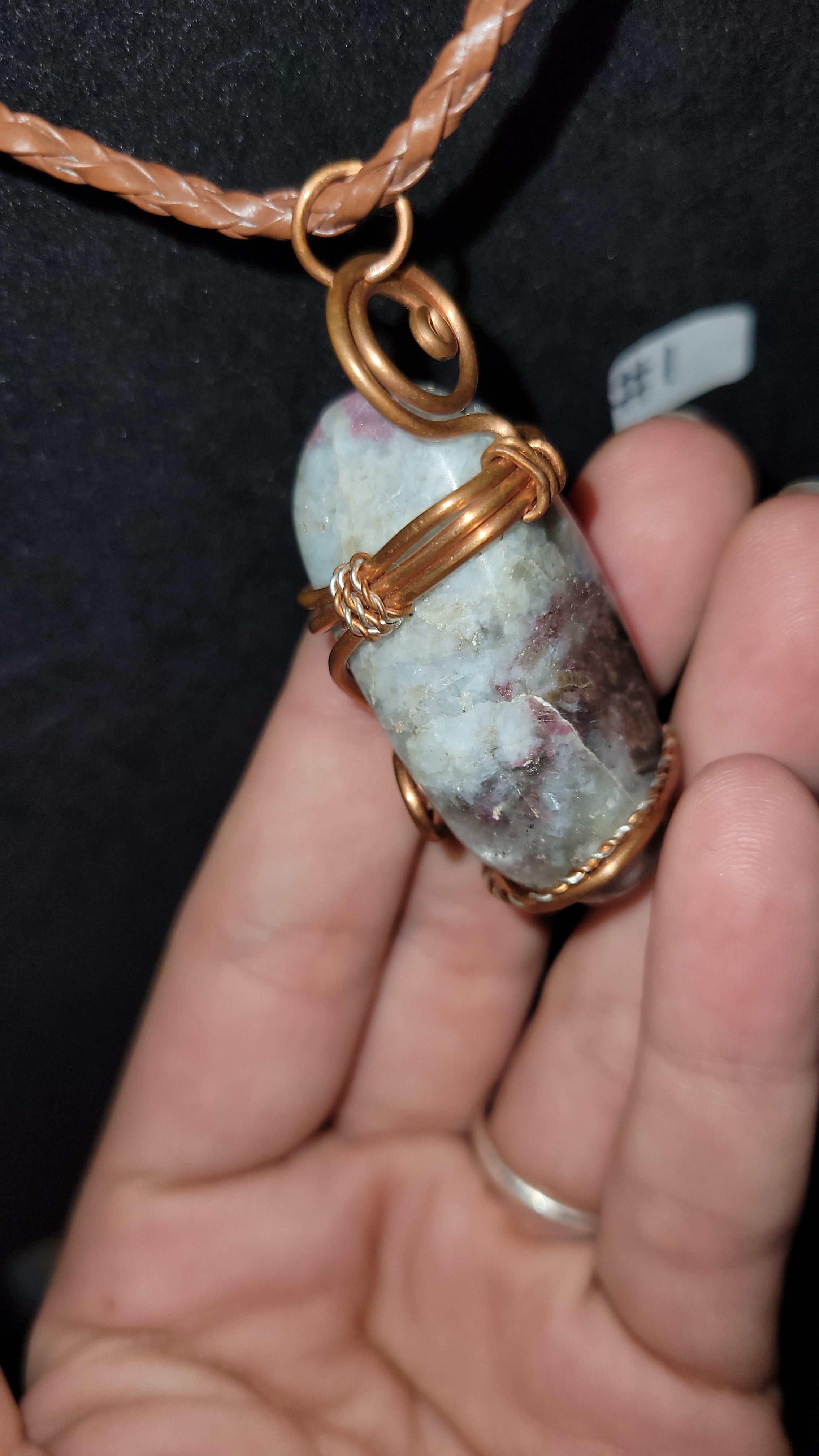 Rubellite tourmaline wrapped in Copper pendant