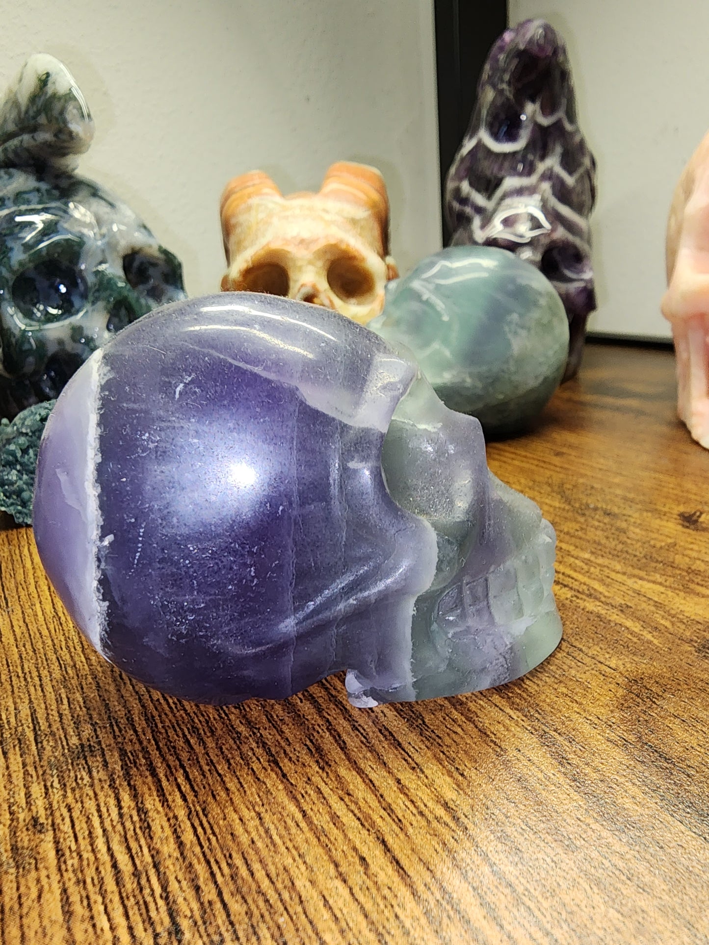 Fluorite crystal skulls