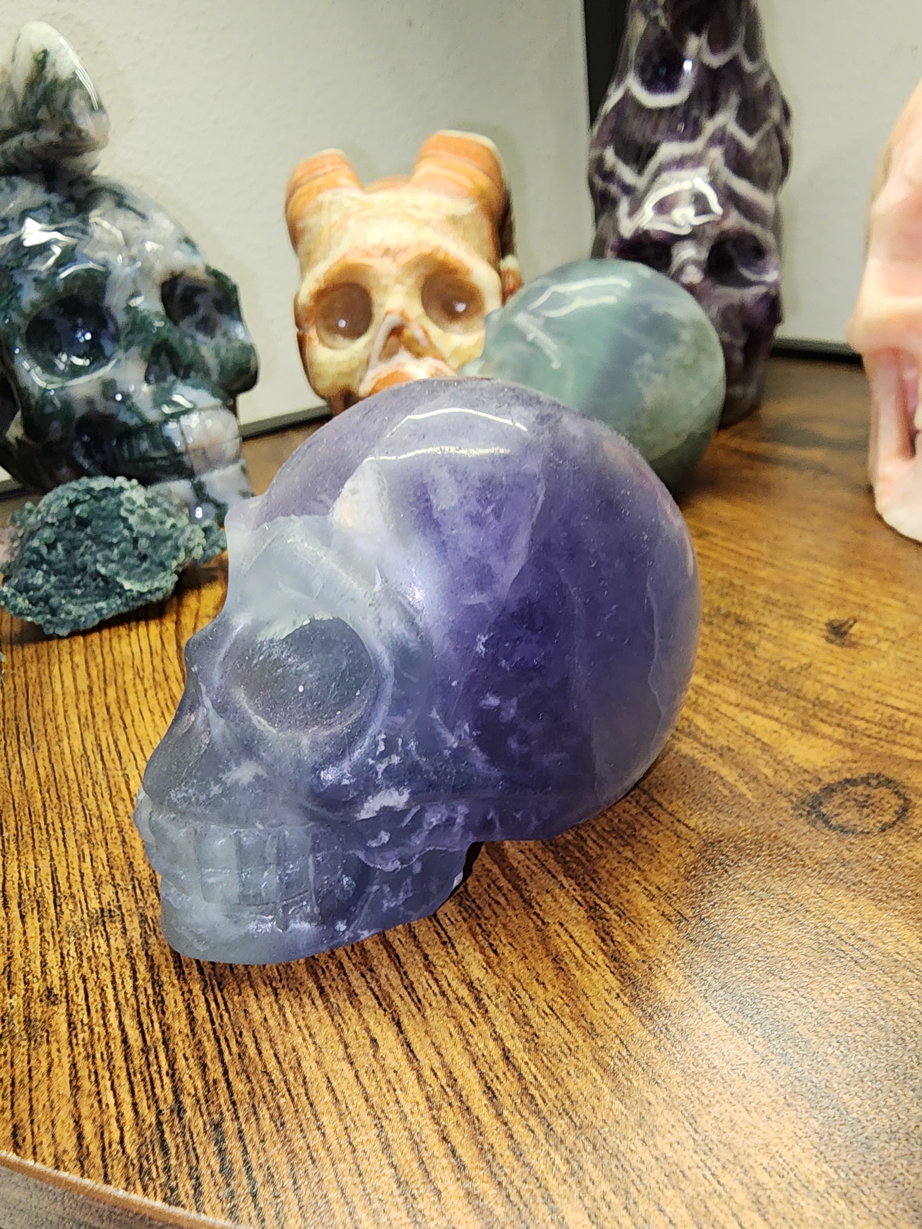 Fluorite crystal skulls