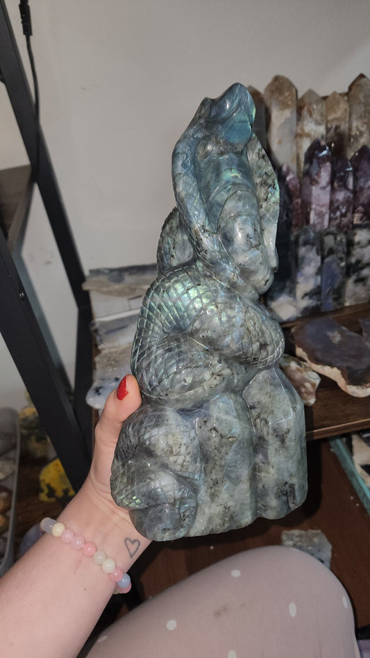 Labradorite flashy hand carved snake