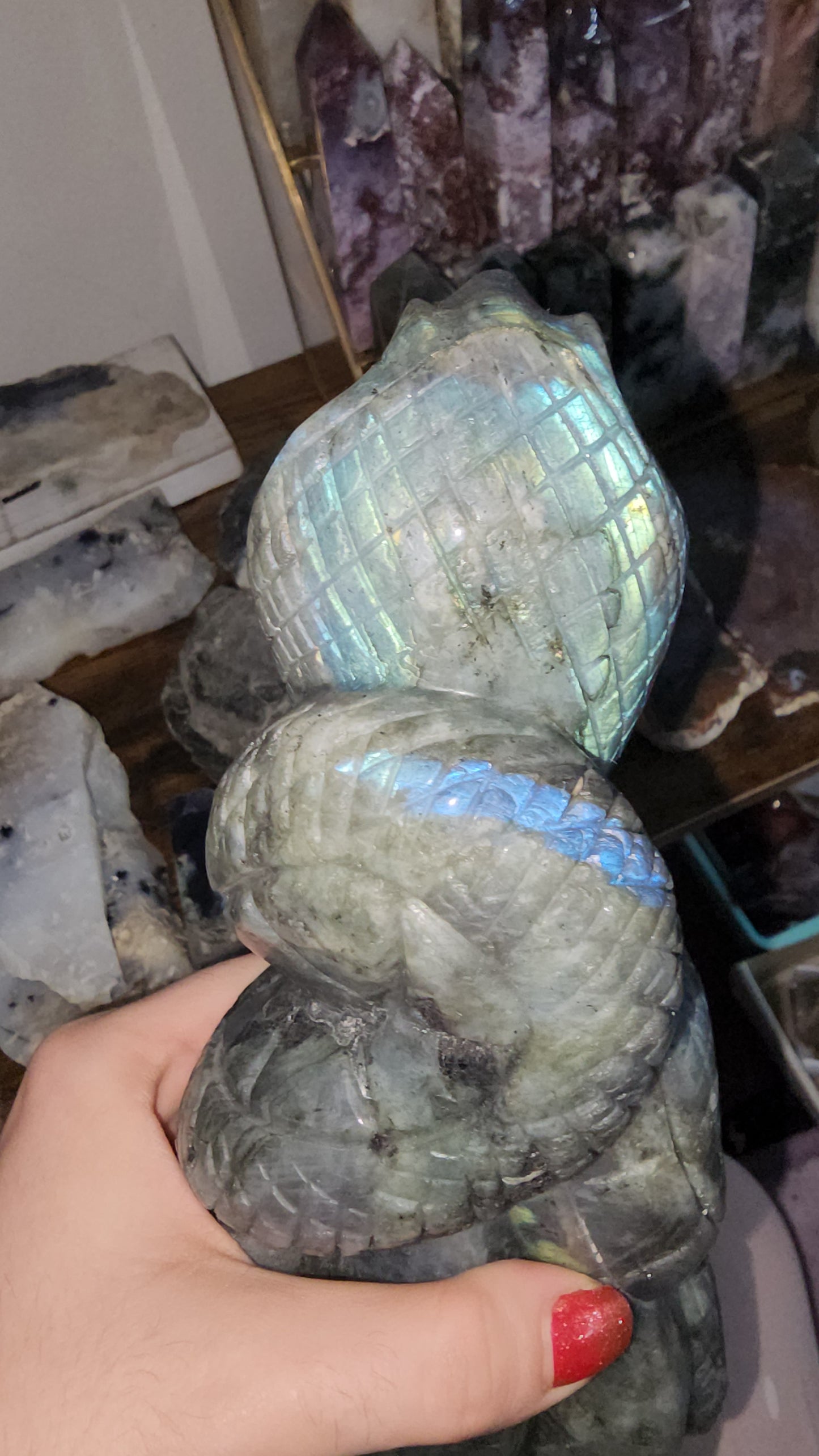 Labradorite flashy hand carved snake