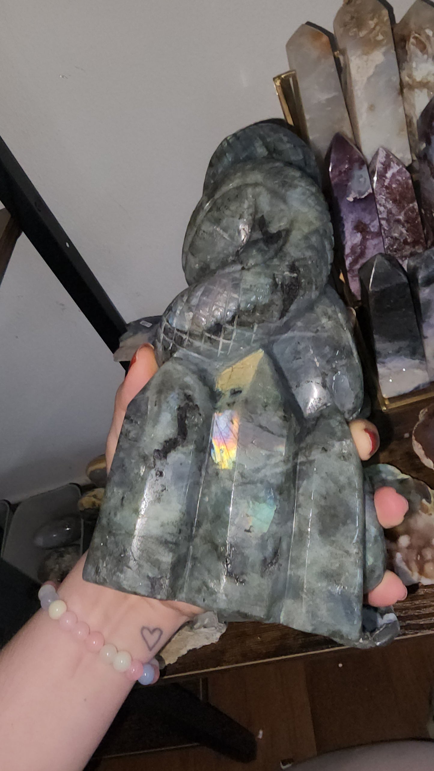 Labradorite flashy hand carved snake