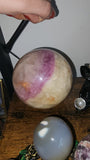 Pink & yellow fluorite sphere huge