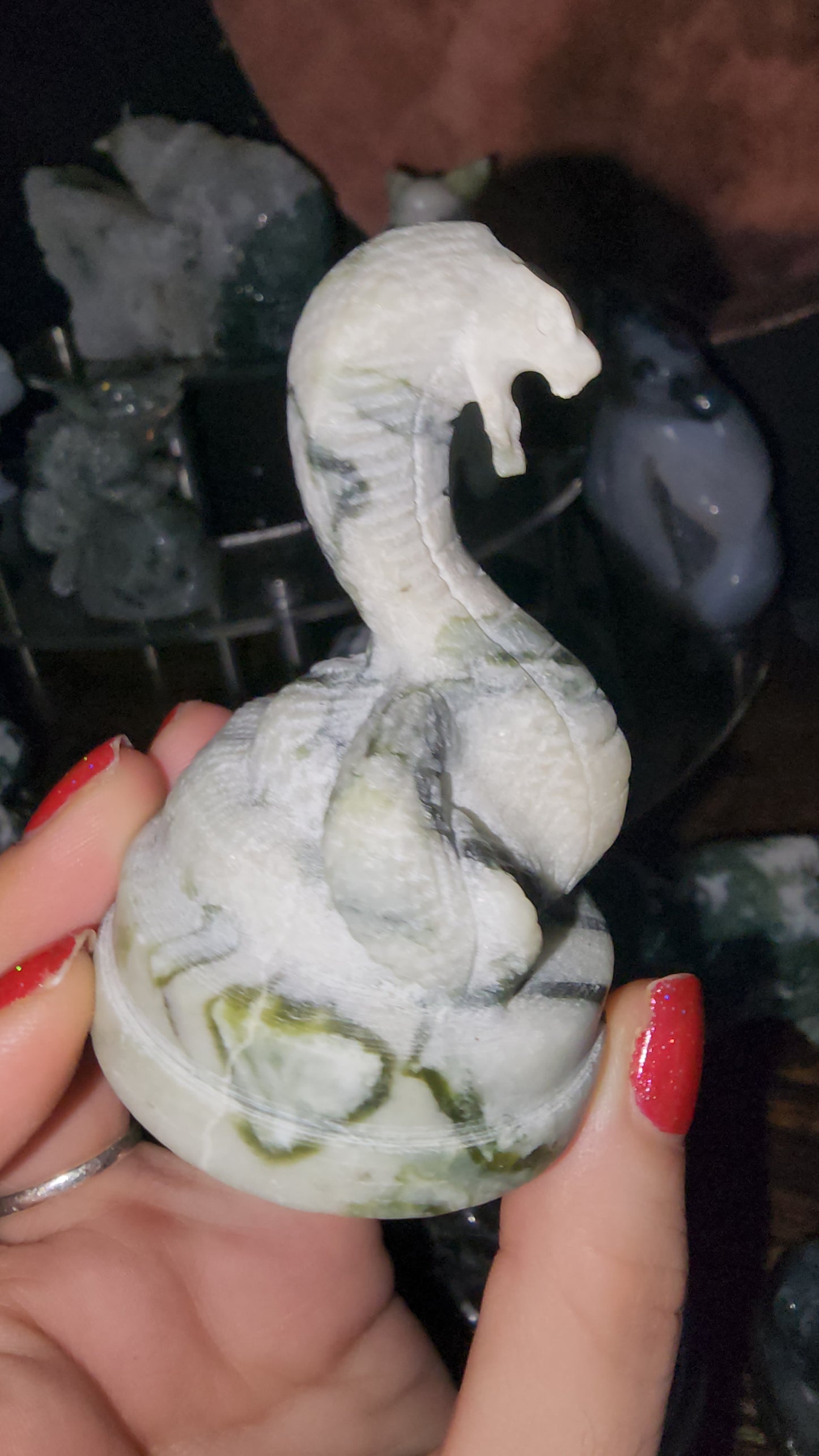 Jade cobra snake crystal carving