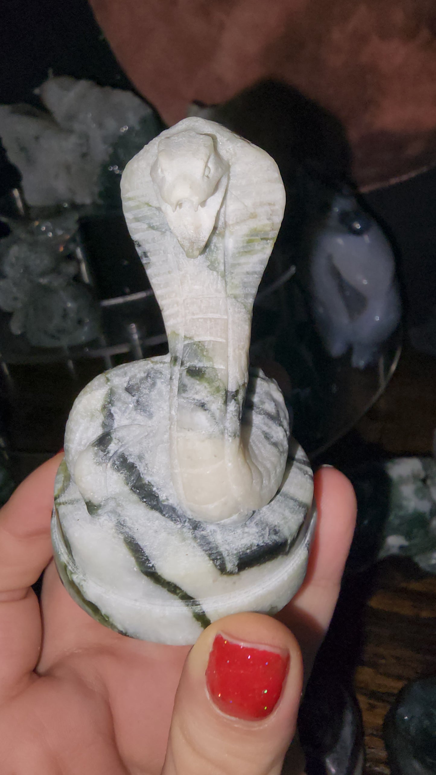 Jade cobra snake crystal carving