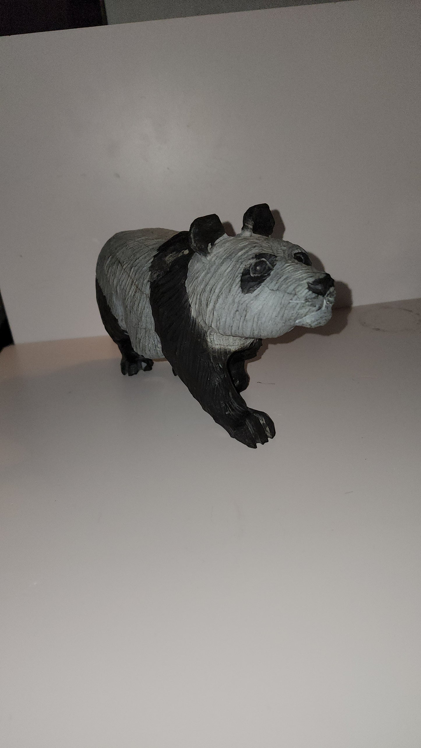 Hand carved Panda bear -Serpentine "Wonder Stone" from Zimbabwe