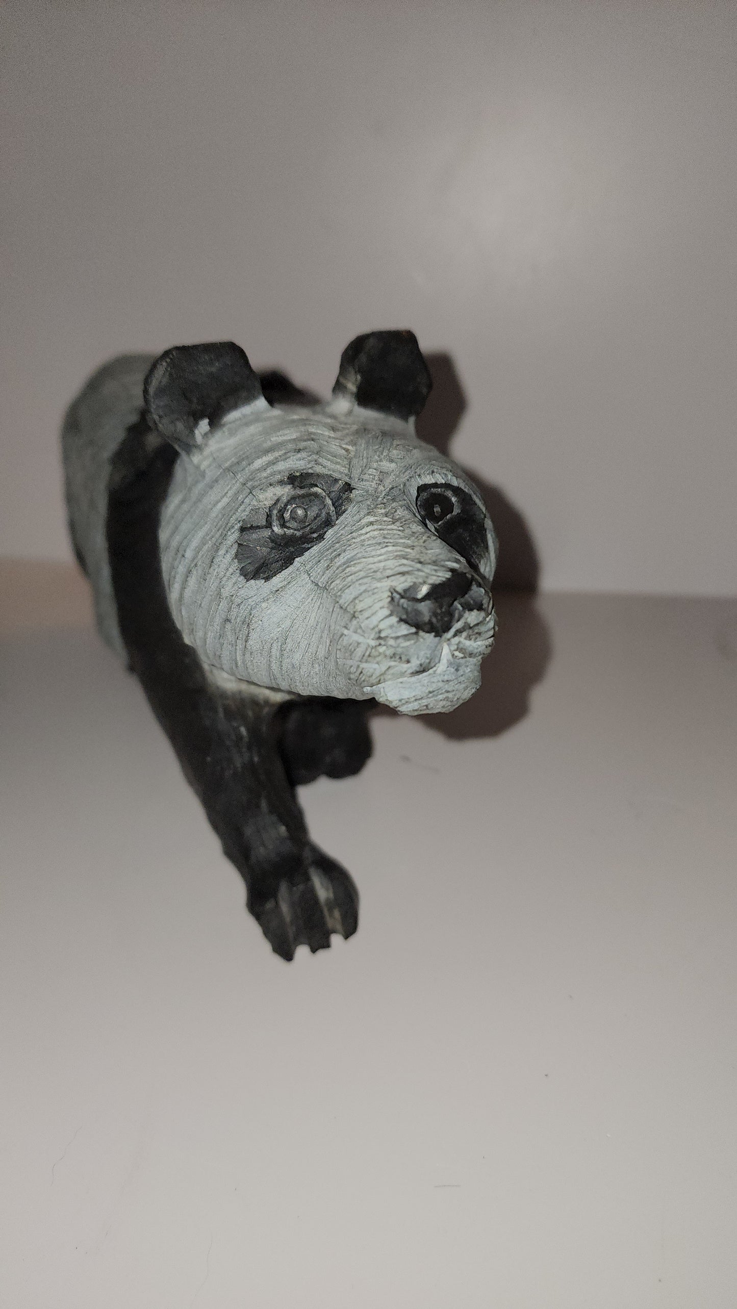 Hand carved Panda bear -Serpentine "Wonder Stone" from Zimbabwe