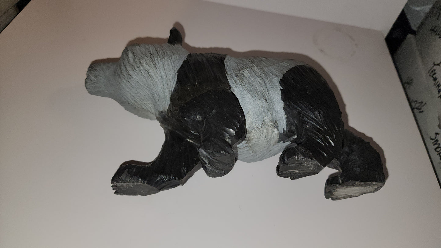 Hand carved Panda bear -Serpentine "Wonder Stone" from Zimbabwe