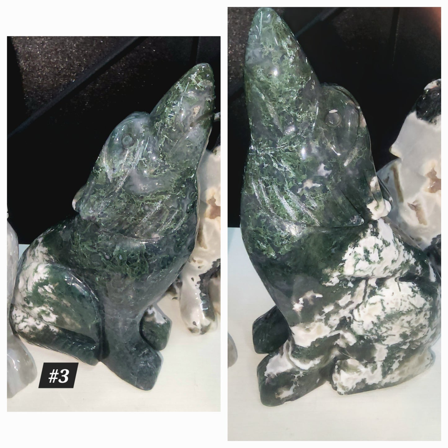 Moss agate wolfs