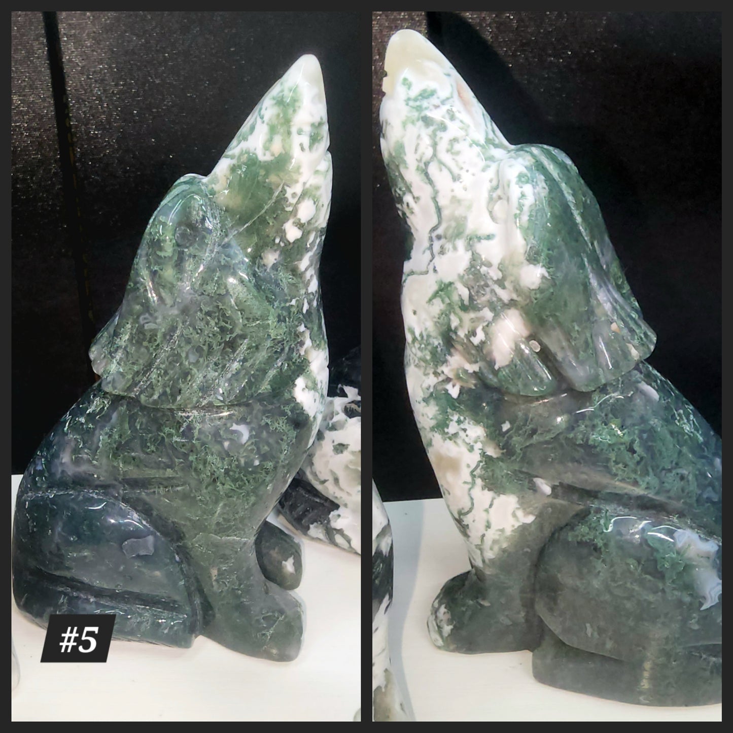 Moss agate wolfs