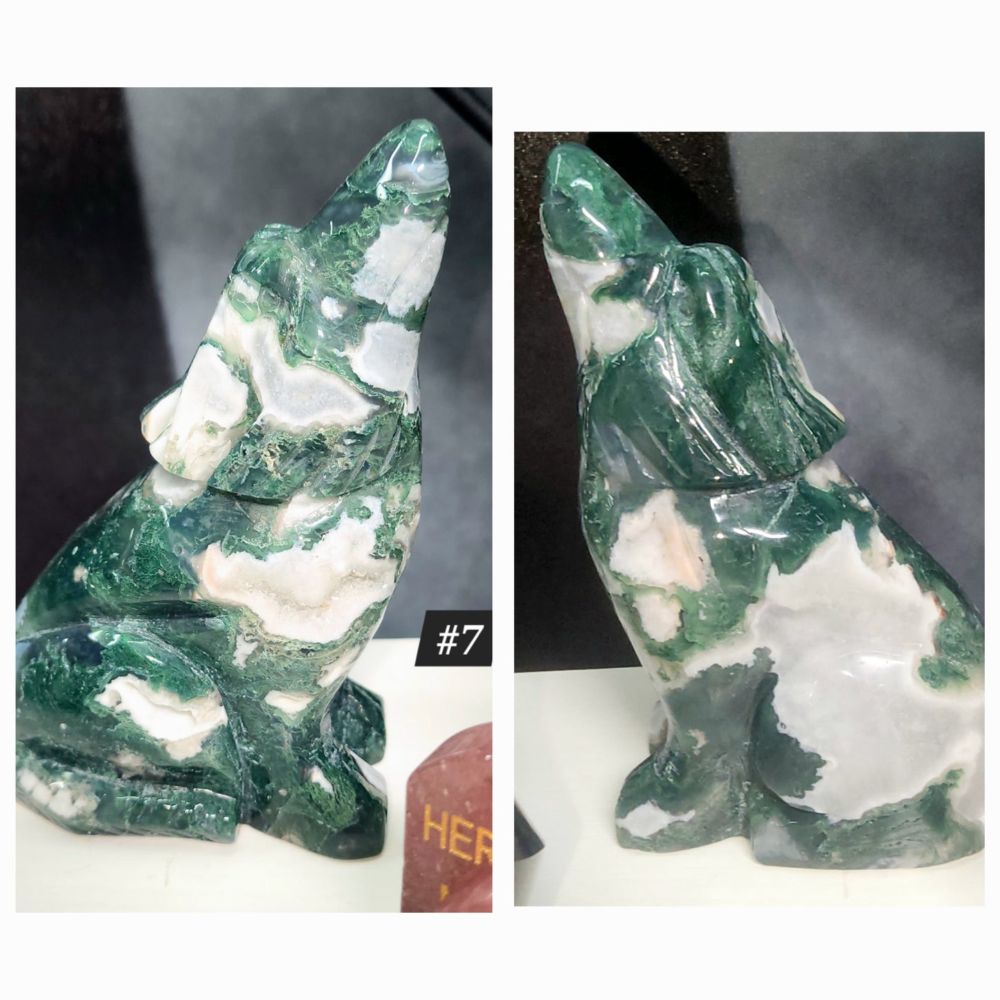 Moss agate wolfs