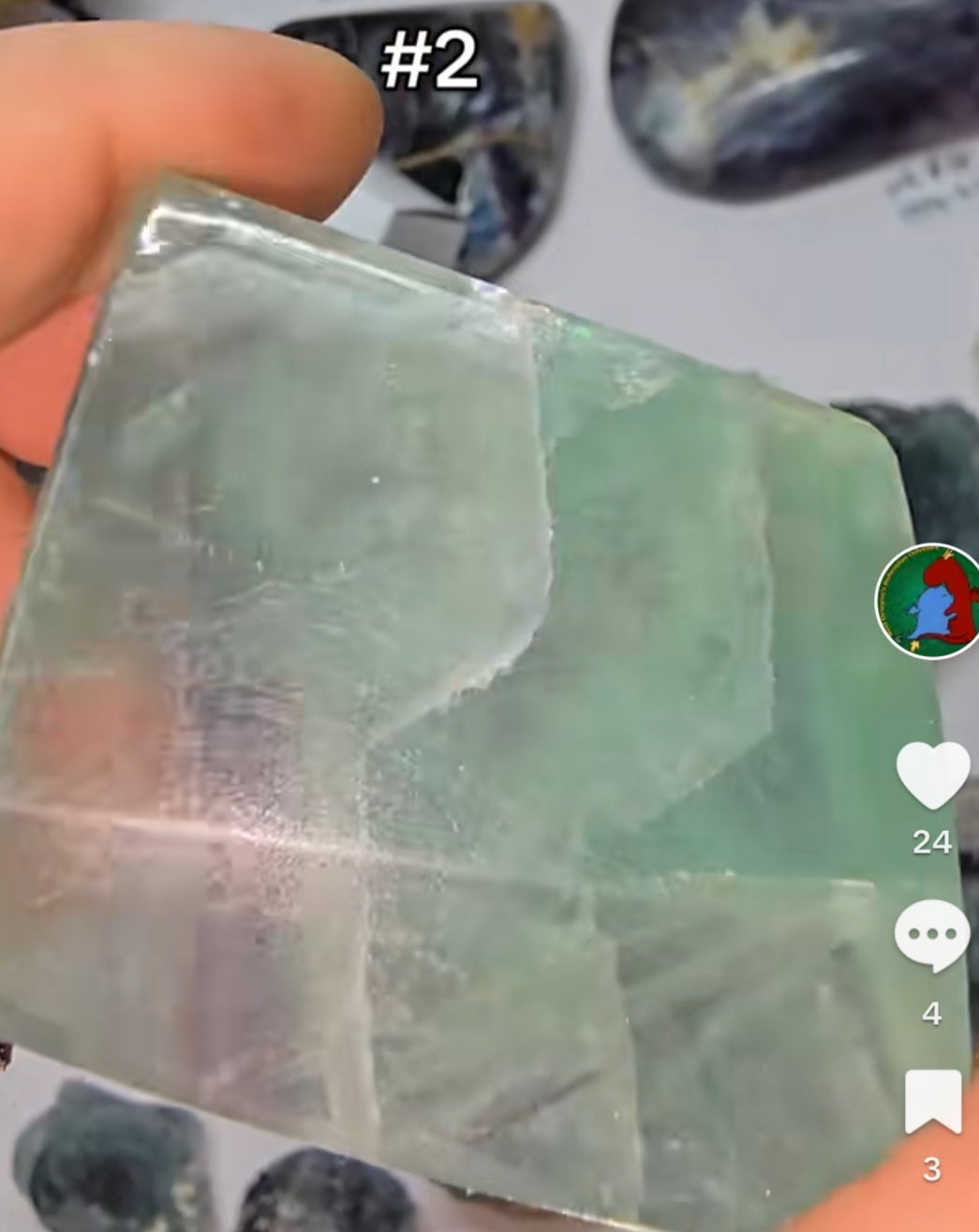 Polished fluorite freeforms multiple sides