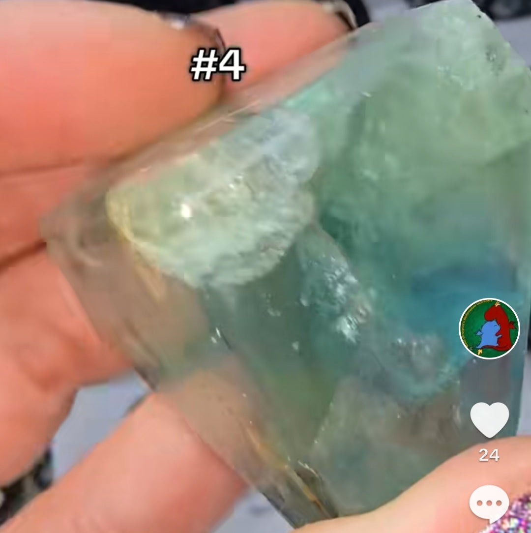 Polished fluorite freeforms multiple sides