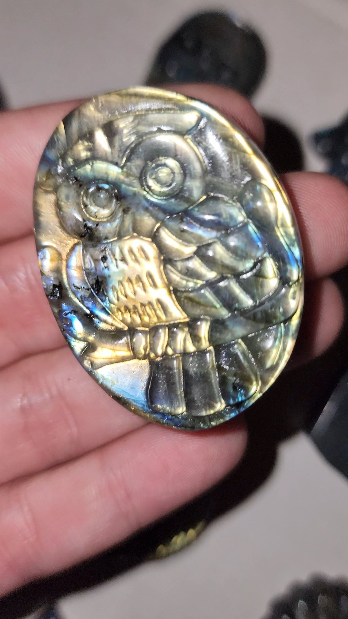 Labradorite flat carvings