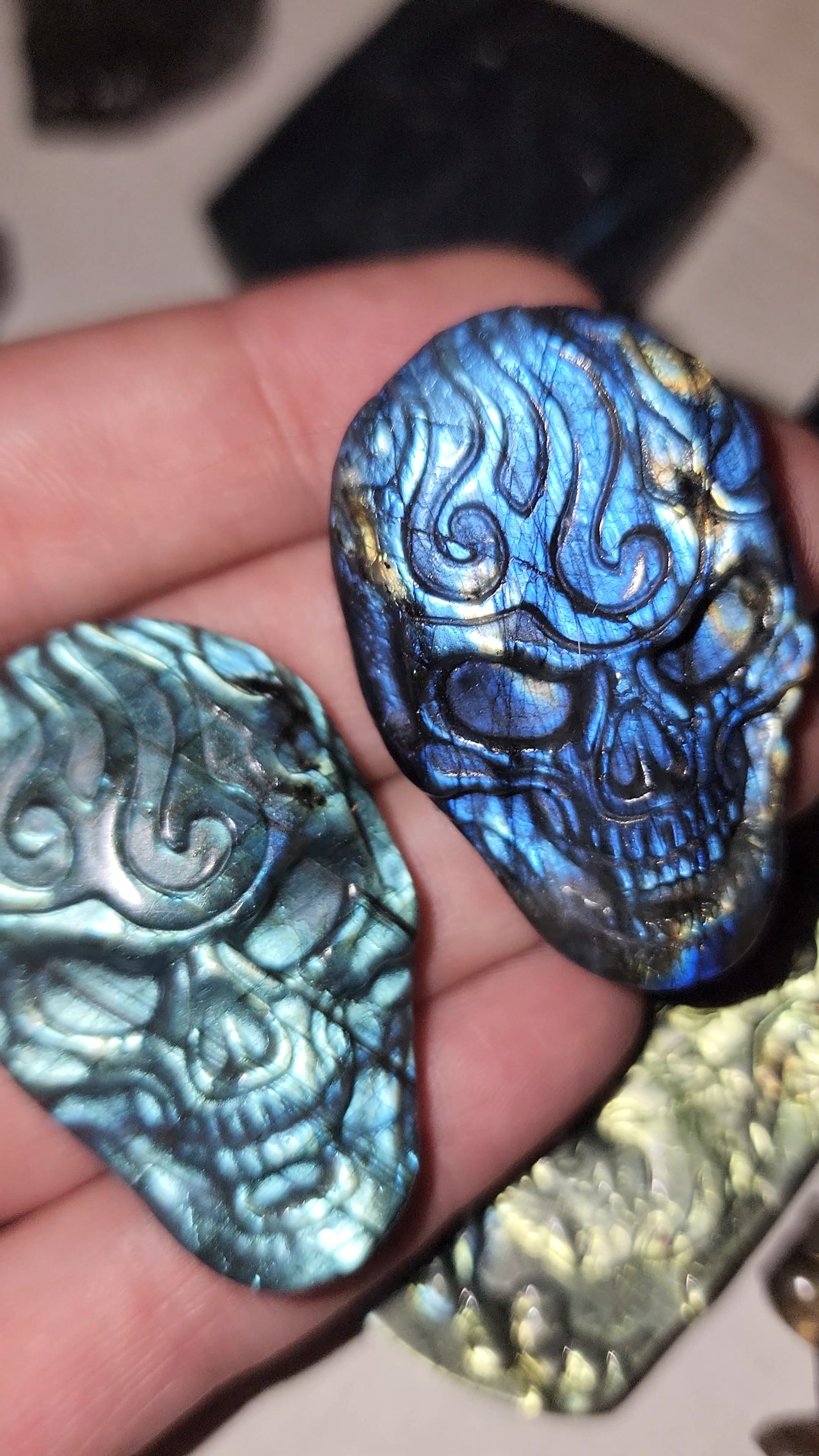 Labradorite flat carvings