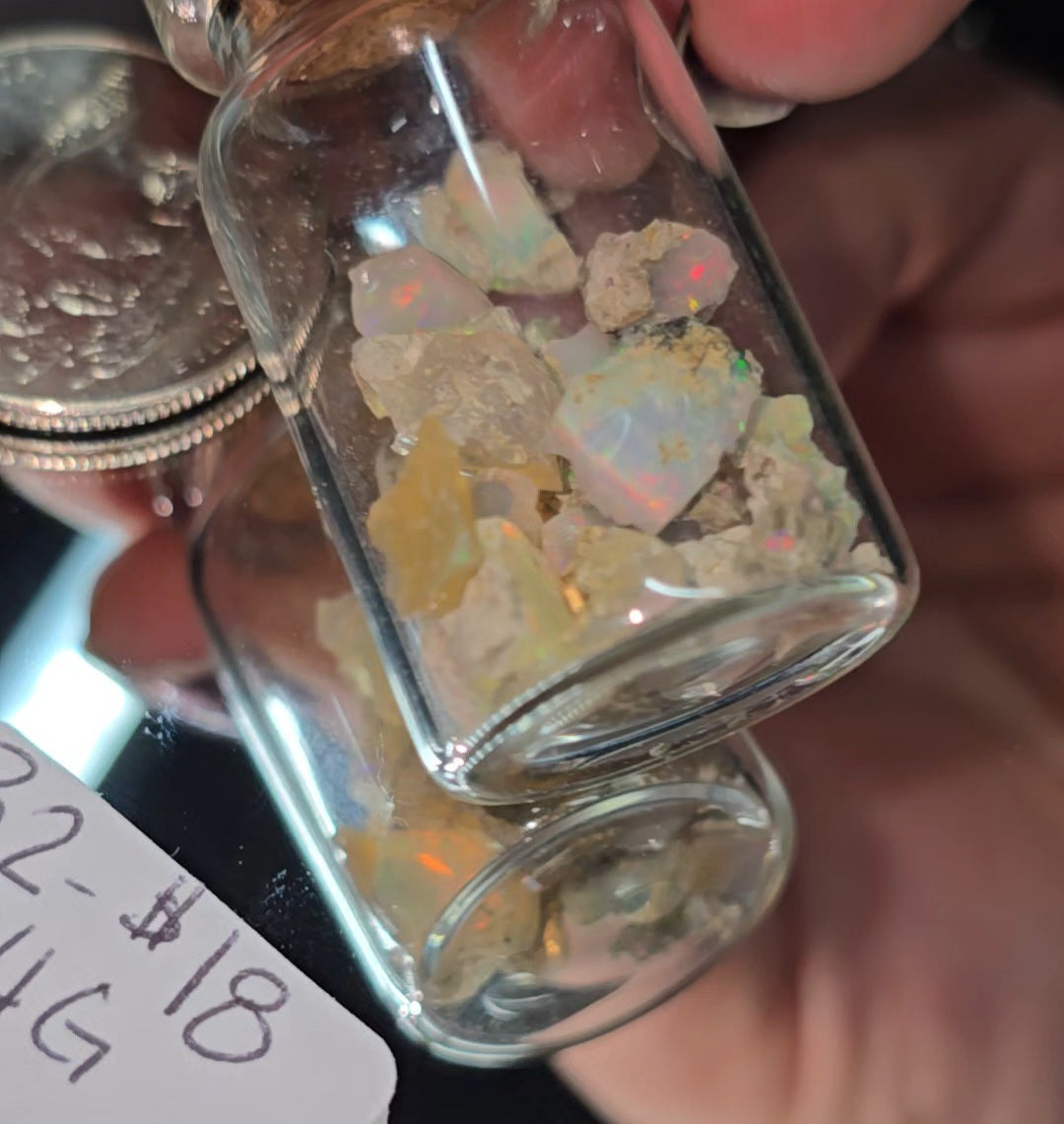 Ethiopian Opals in glass bottles