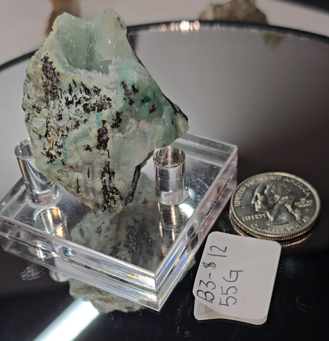 Chrysocolla and quartz on dolomite