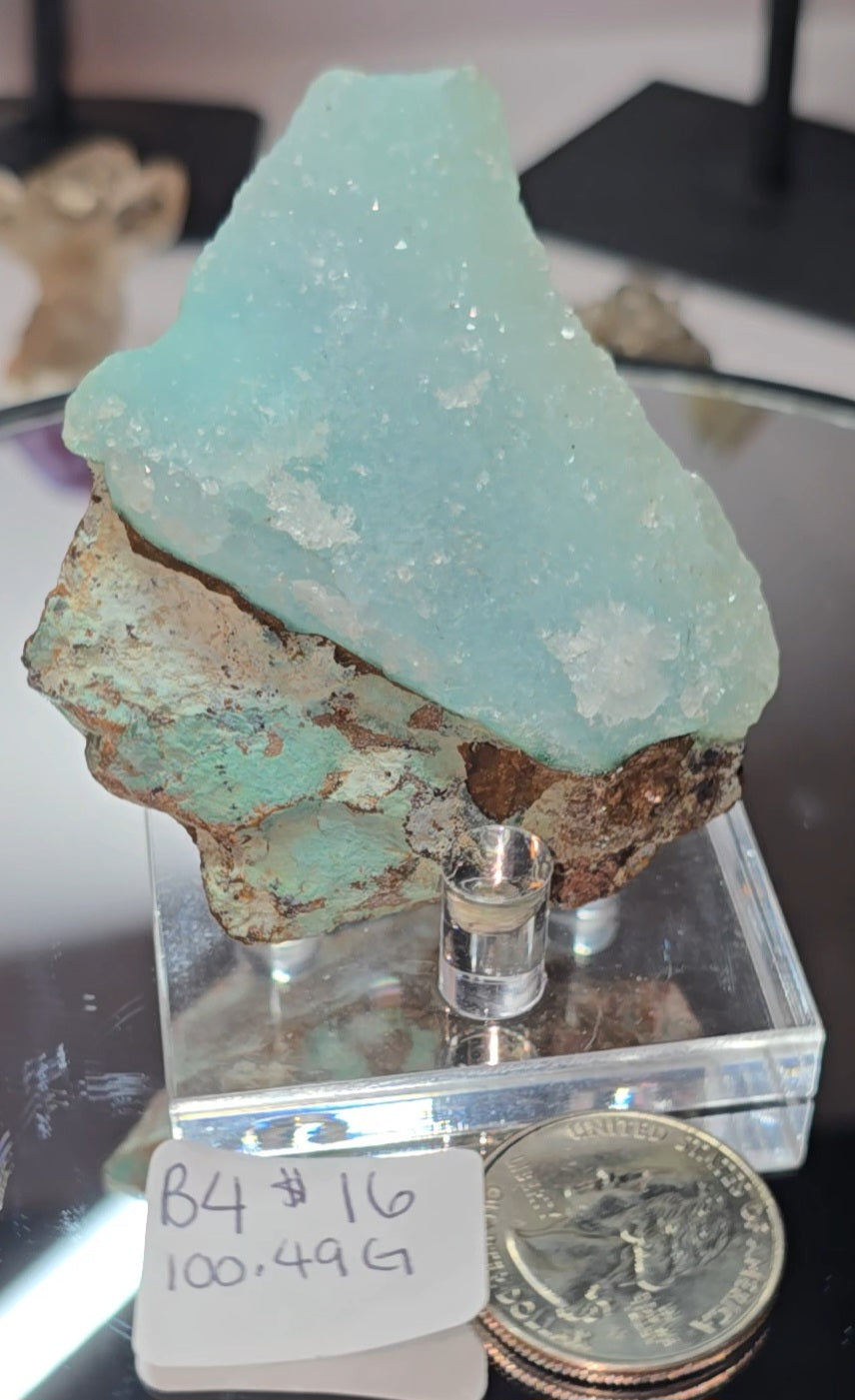 Chrysocolla and quartz on dolomite