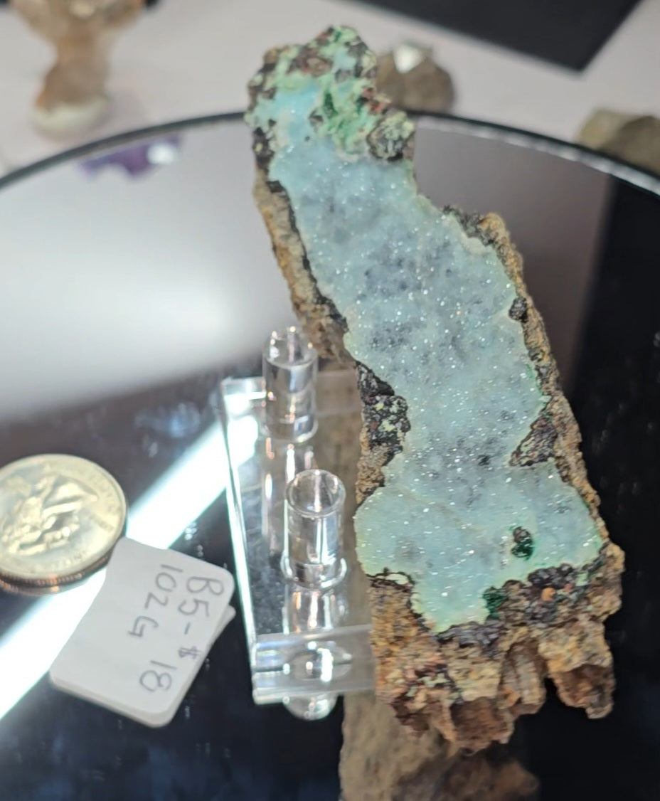 Chrysocolla and quartz on dolomite