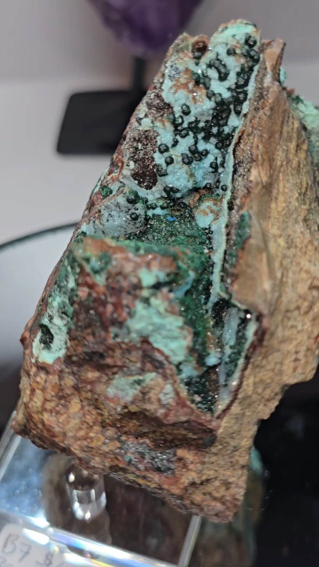 Chrysocolla and quartz on dolomite