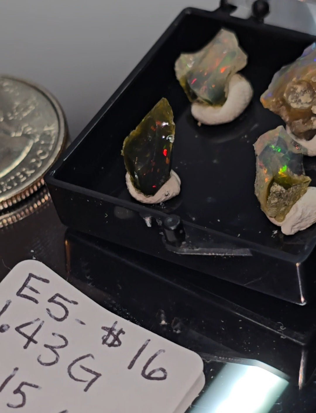 Variety mini Ethiopian opals displayed in a perky box