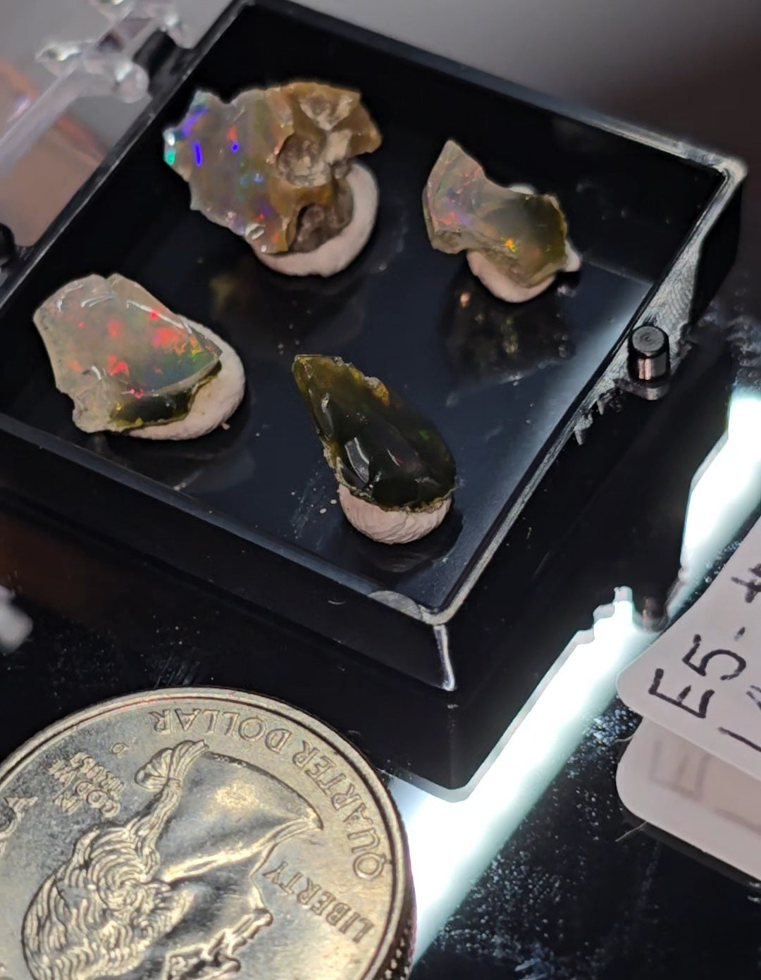 Variety mini Ethiopian opals displayed in a perky box