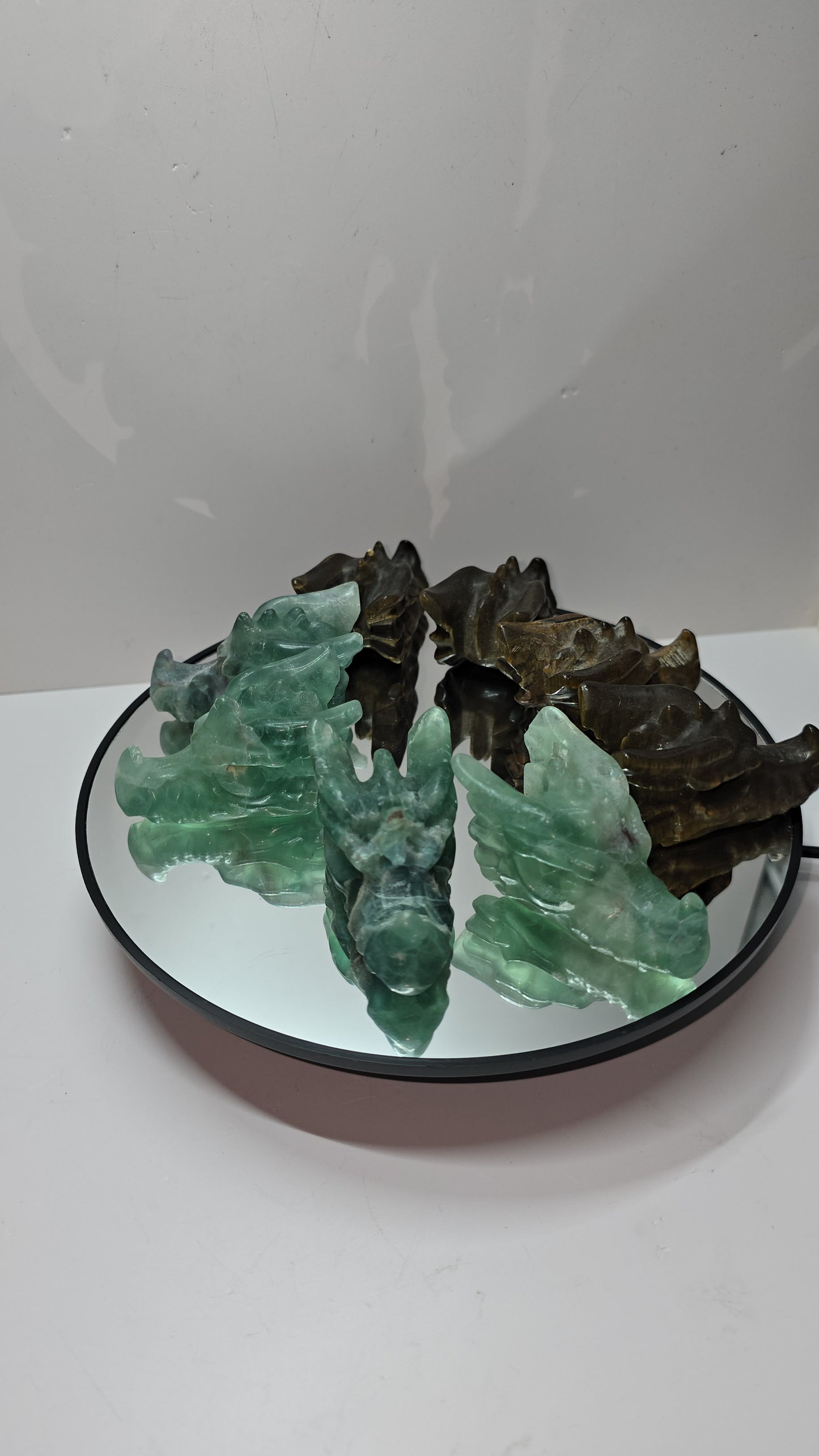 Fluorite dragon heads