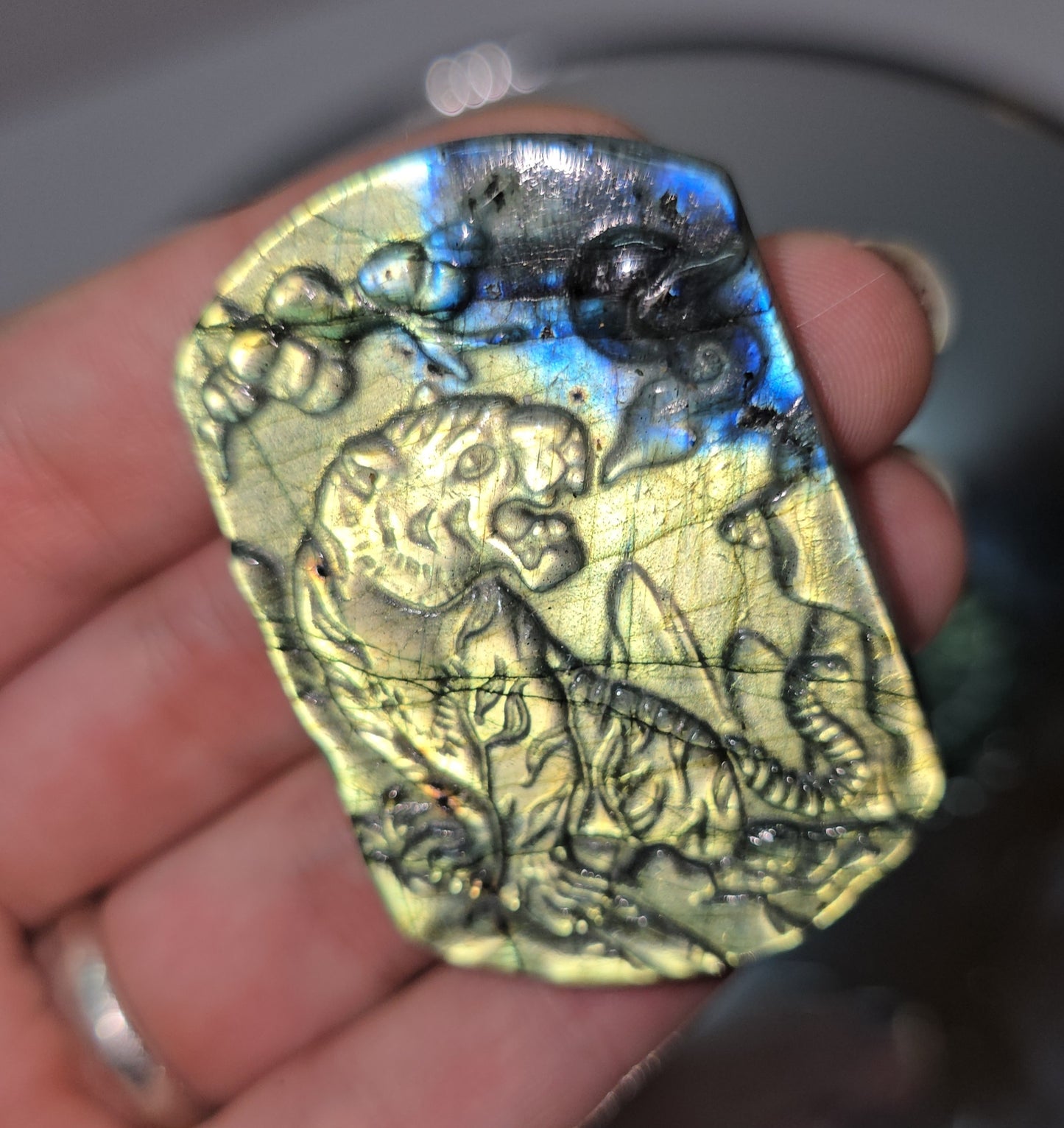 Labradorite flat carvings