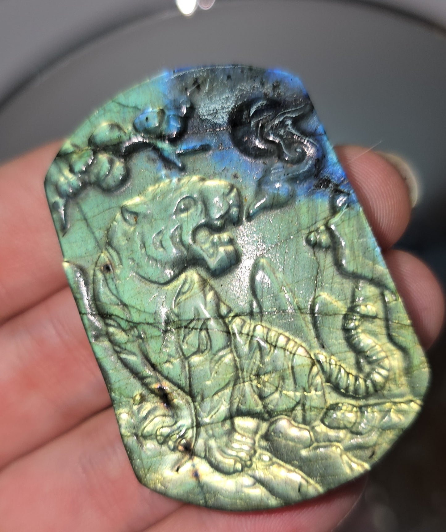 Labradorite flat carvings