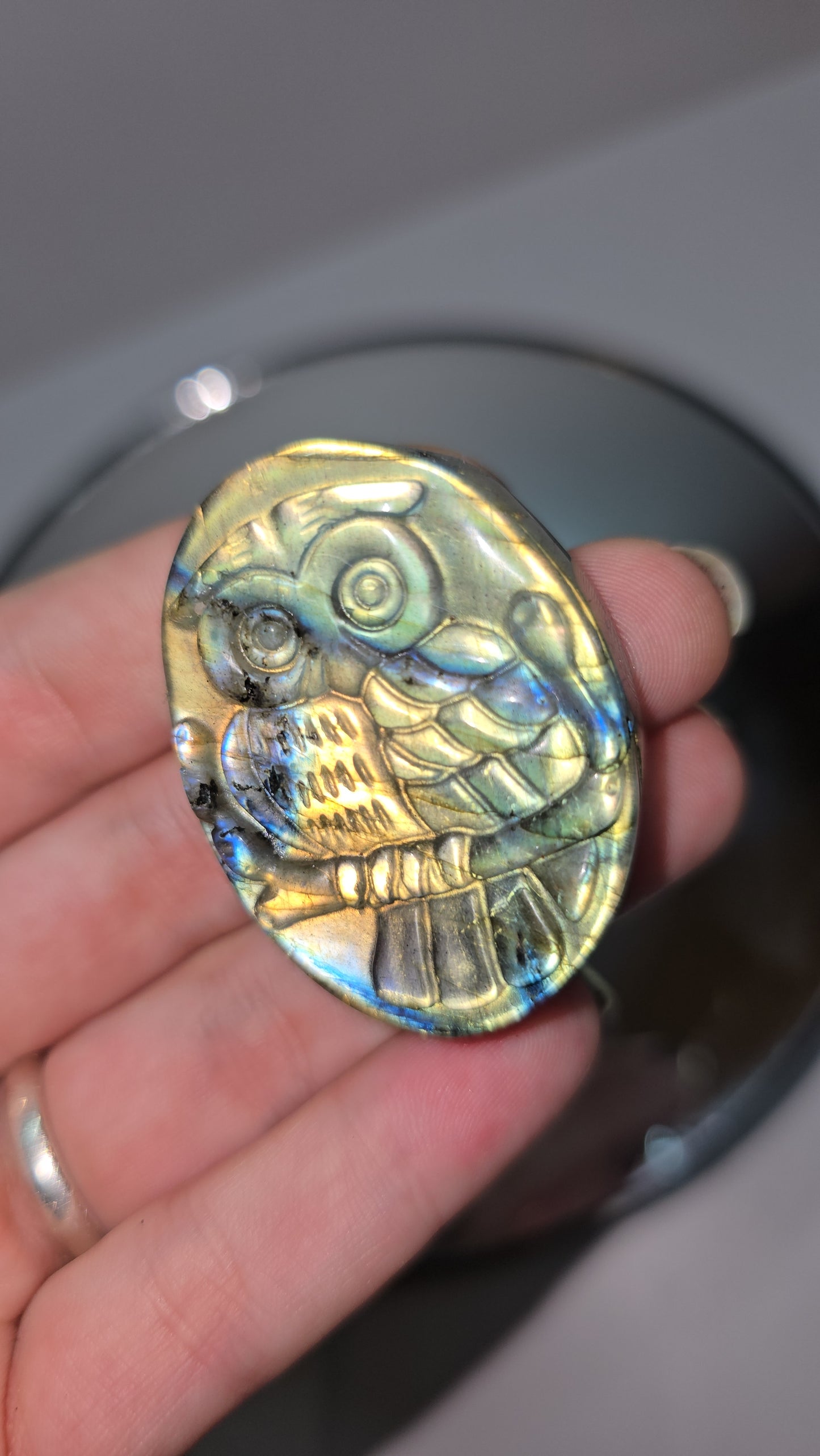 Labradorite flat carvings