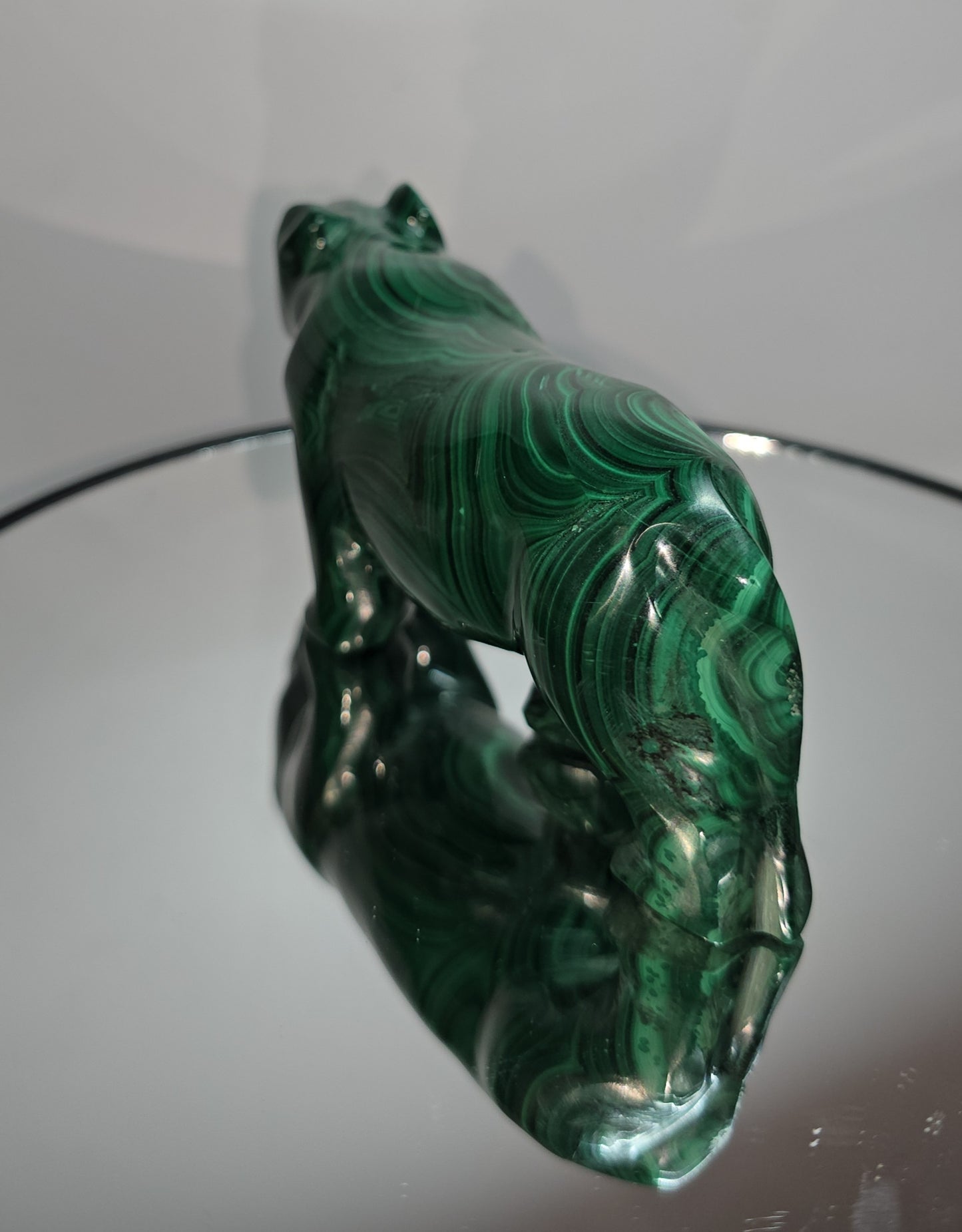 Handcarved Malachite lionesses