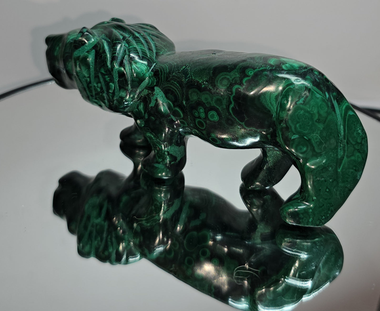 Handcarved Malachite lion