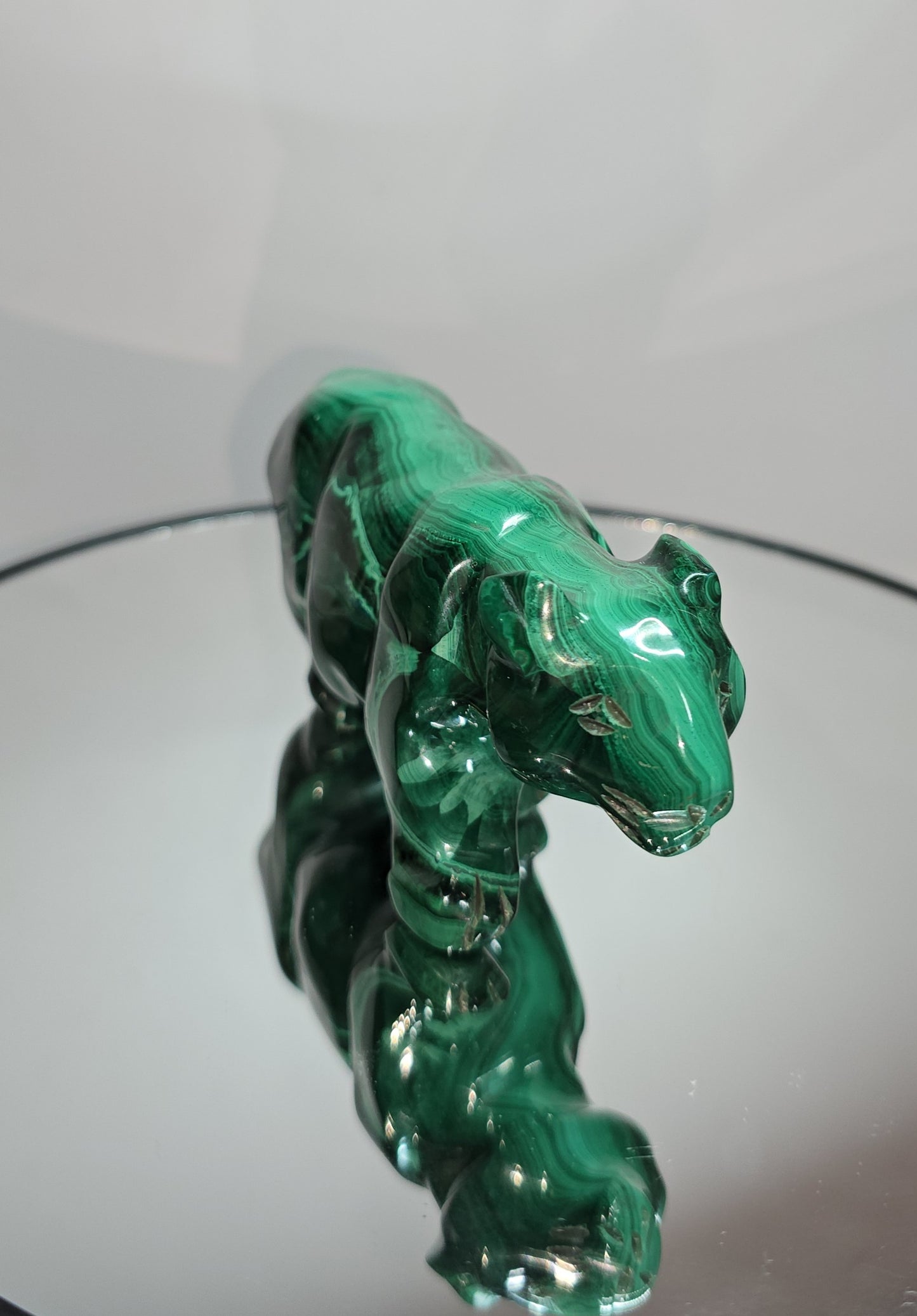 Handcarved Malachite lionesses