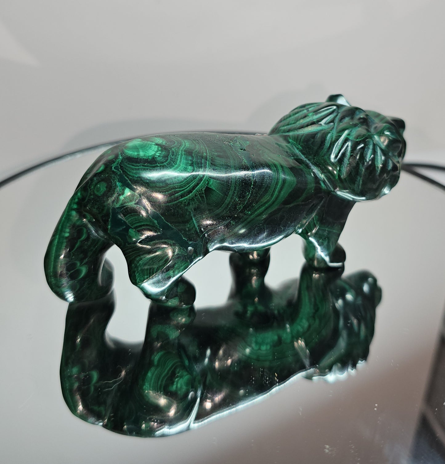 Handcarved Malachite lion