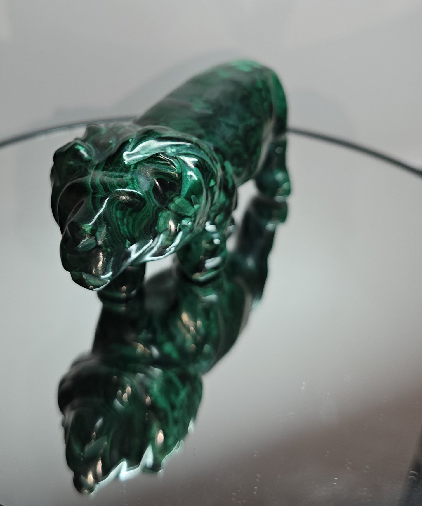 Handcarved Malachite lion