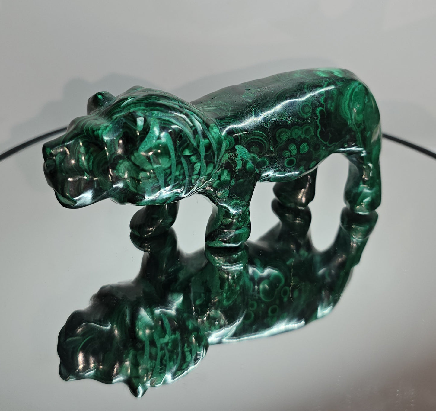 Handcarved Malachite lion