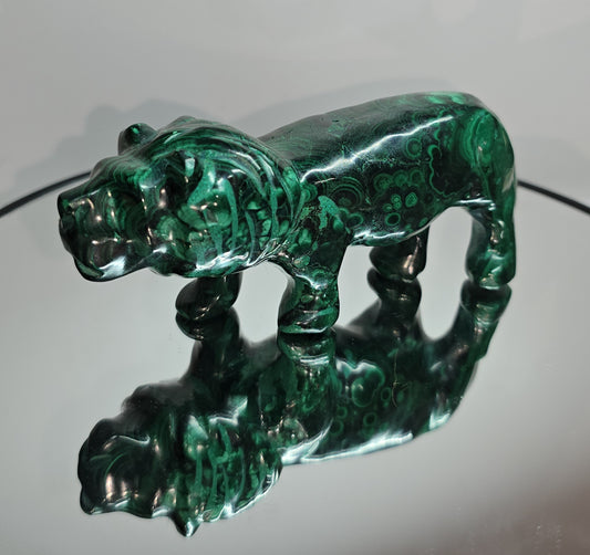 Handcarved Malachite lion