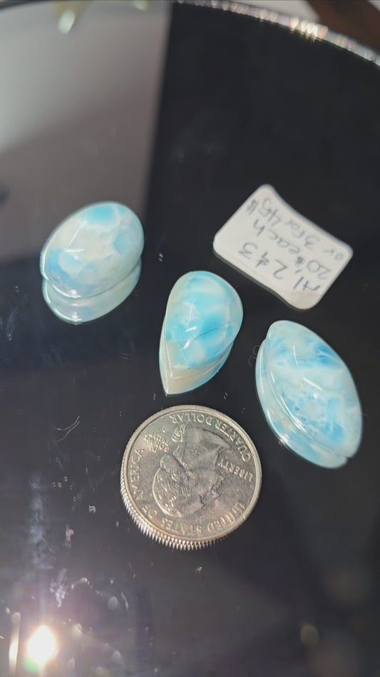 Polished larimar cabs