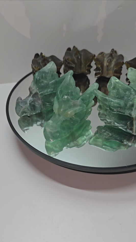 Fluorite dragon heads