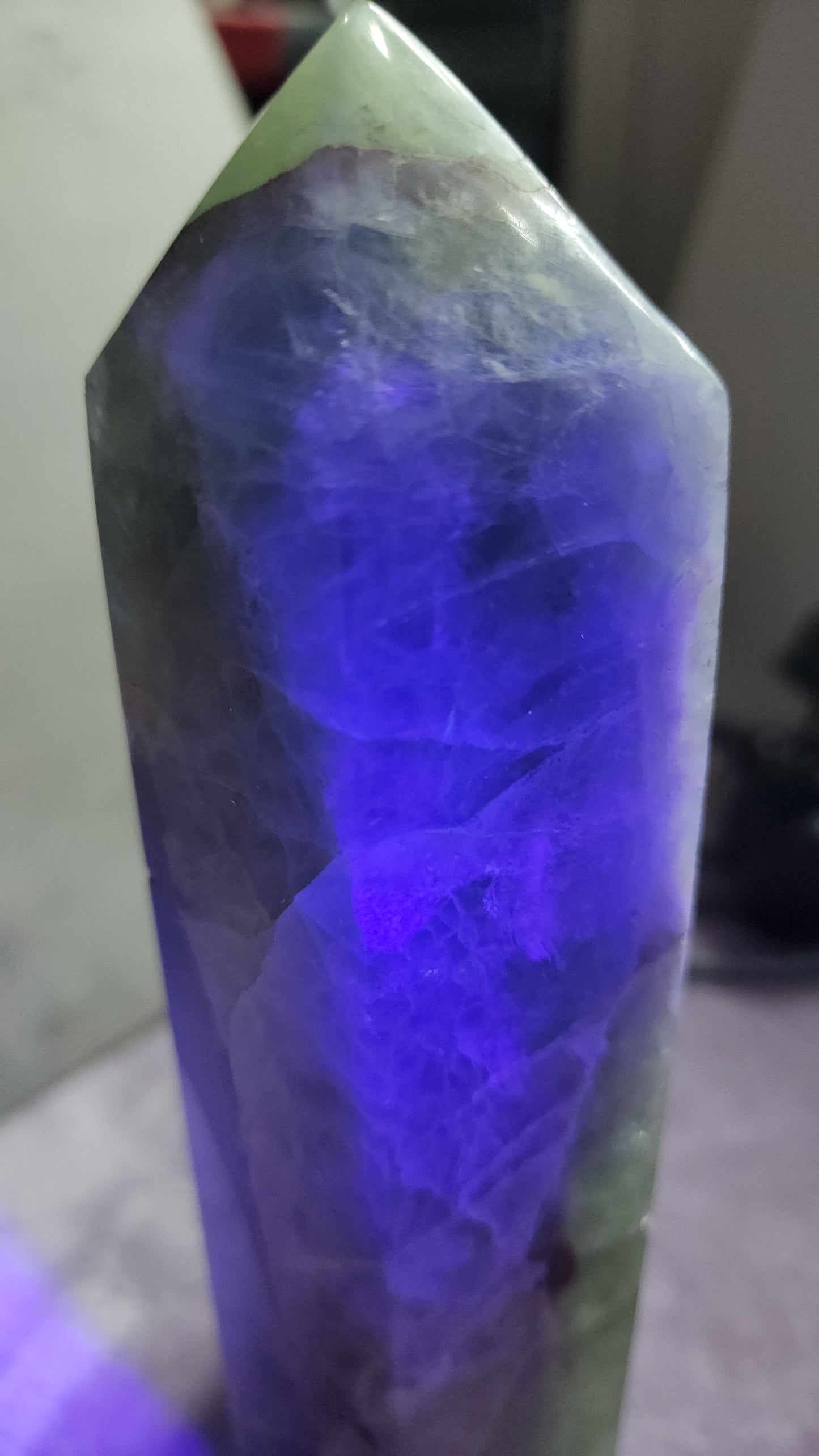 Uv fluorite tower from Madagascar