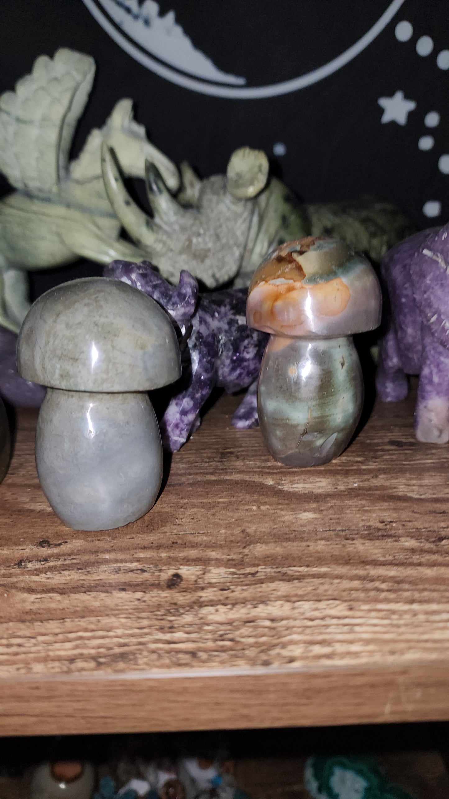 polychrome jasper crystal mushies . Intuitive pick