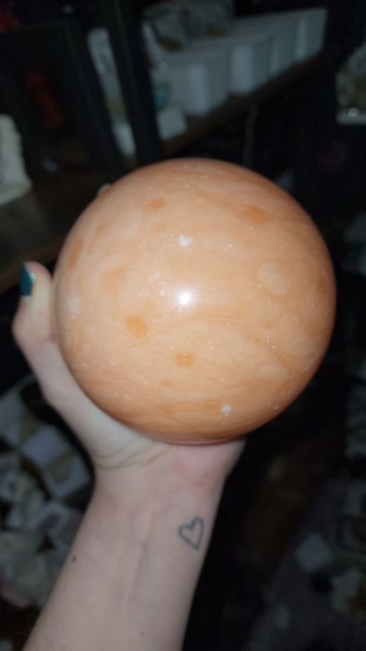 Orange calcite xl sphere