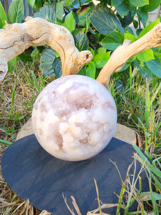 Pink amethyst flower sphere