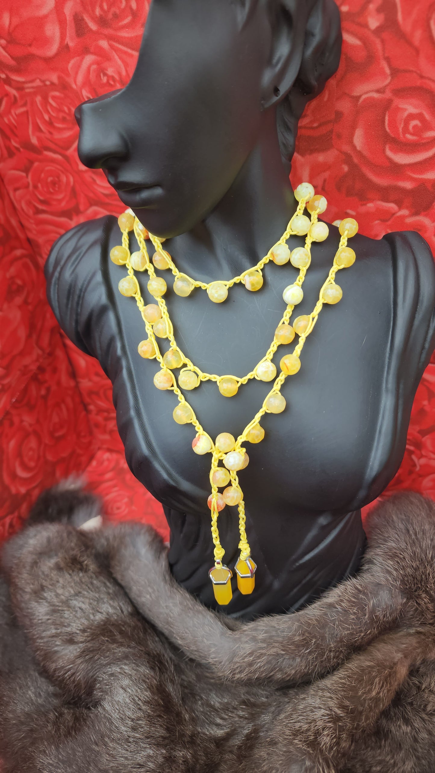 Dyed yellow agate boho neck/body wrap