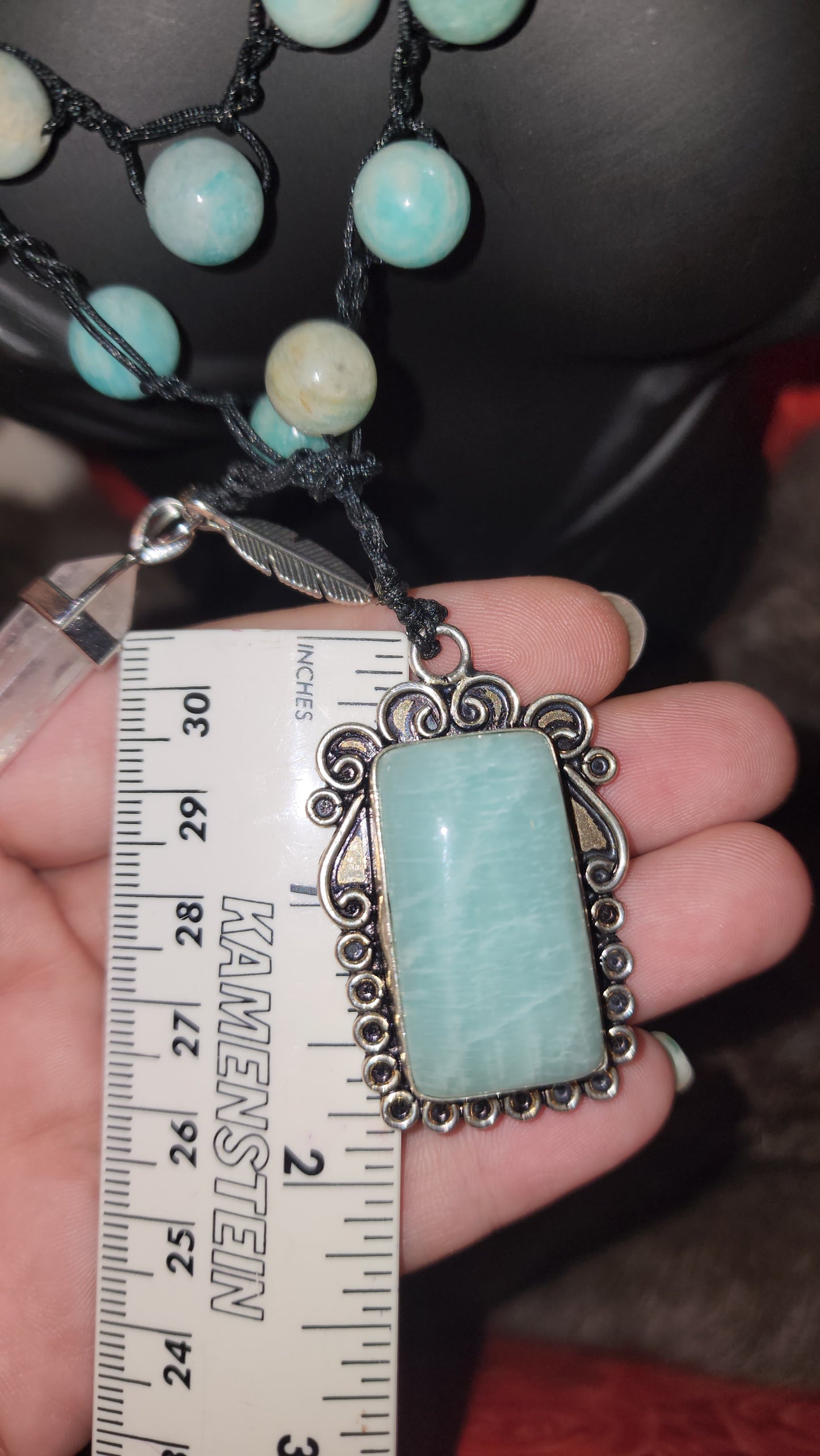 Amazonite crystal necklace / boho wrap