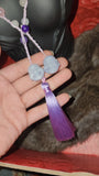 Rose quartz & lavender jade Buddha necklace boho wrap